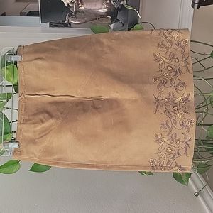 Express Genuine Leather Knee Length Skirt Boho Floral Print